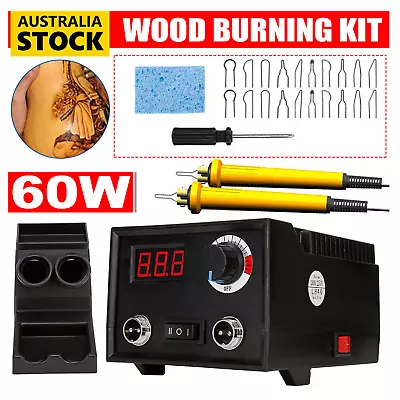 60W 39x Multifunction Wood Burning Pen Tool Pyrography Machine Burner Craft Kit • $52.99