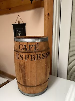 18” Vintage Rustic Primitive Nail Keg Barrel Farm Decor 18” Cafe Espresso! • $95