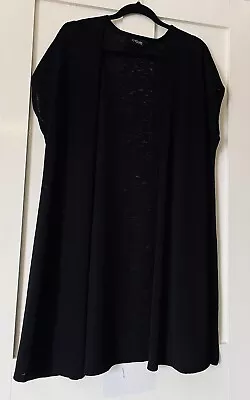 Yours Black Stretch Textured Sleeveless Longline Side Slit Waistcoat UK18 L39  • £9.59