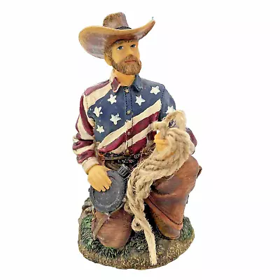 Vintage Patriotic Cowboy Figurine With Rope Canteen Hat - Young’s 2002 • £12.05