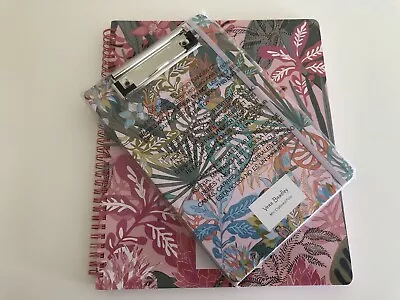 Vera Bradley Large Notebook & Mini Clipboard Folio RAIN FOREST CANOPY PINK/FAUNA • $29.99