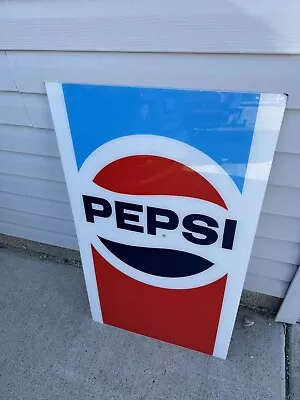 Vintage PEPSI Cola Advertising Sign 22.5x36 5/8  Plexiglass Vending Machine Sign • $99