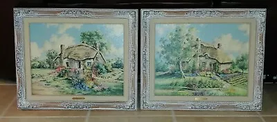 Pair Matched #767 14 X 18  Marty Bell Old Mother Hubbard's Cottage Garden Framed • $350