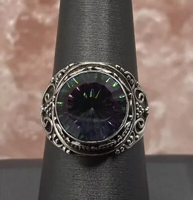 Designer India Sterling Silver And Mystic Topaz Ring Size 8 • $49.99