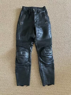 Vanson Womens Black Leather Motorcycle Pants Armor Size US 6 • $300
