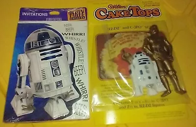 Vintage 1983 Star Wars C-3PO & R2-D2 Wilton Cake Toppers & 1997 R2D2 Invitations • $24.99