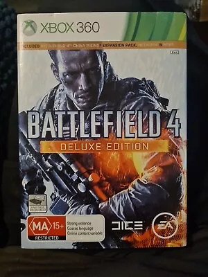 BATTLEFIELD 4 DELUXE EDITION Xbox 360 CIB W/Manual And 2 DLC Add On Cards • $43.58