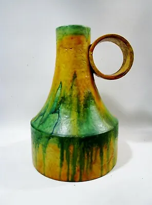 Large Marcello Fantoni Italian Art Pottery Loop Handle Vase Drip Glaze • $3000