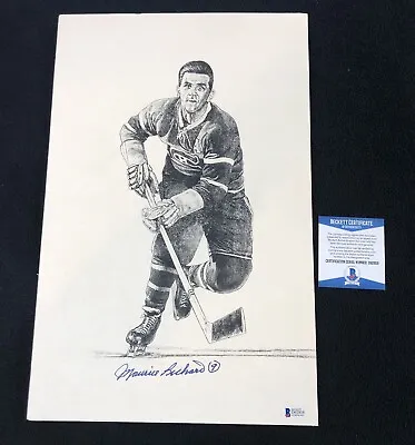 Maurice Richard Signed Montreal Canadiens 11x17 Lithograph Photo Beckett COA • $249.99