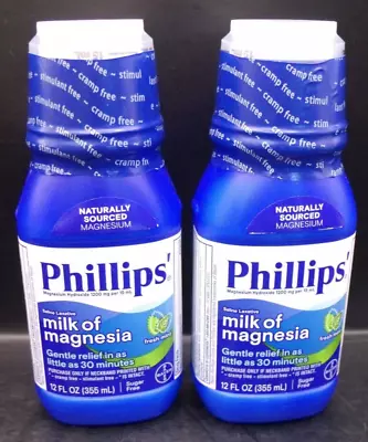 2 Pk Phillips Milk Of Magnesia Saline Laxative Fresh Mint Flavor Exp. 10/25 New • $23.95