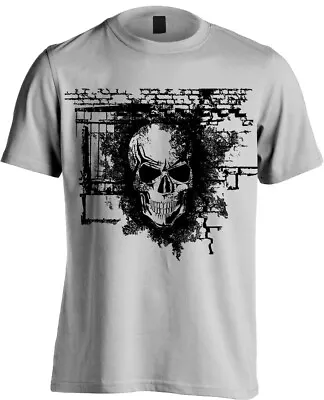 Grunge Skull Distressed T-Shirt Men's | S - 5XL | 12 Colours | Gothic Biker Rock • £11.95