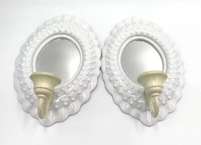 Vintage Burwood Hobnail Wall Mirror Candle Holder White Plastic Lot Of 2. • £17.37