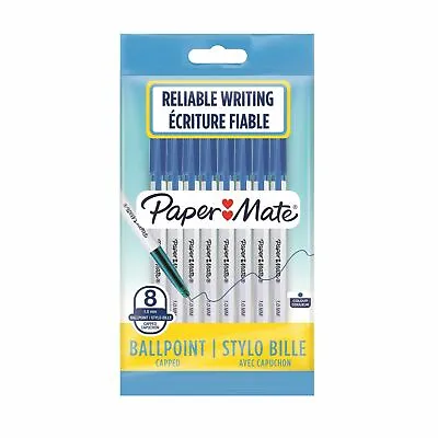 Paper Mate 045 1.0 Mm Blue Ballpoint Pen - Pack Of 8 • £2.45