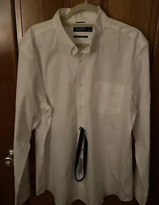 Nautica Men's XL Solid White Slim Fit Long Sleeve Non-iron NWT • $22