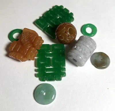 $90 • Buy Lot Of Vintage And Antique Carved Jade Beads Estate Jewelry Chinese