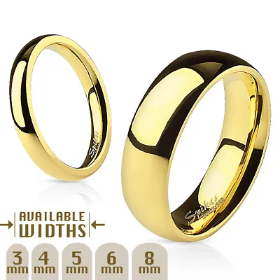 3mm - 8mm Wide 14k Gold Plated Classic Comfort Fit Wedding Ring Band Size 4.5-14 • $10.49