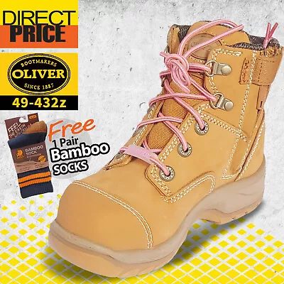 Oliver Women's Safety Work Boots Zip Sided Steel Toe Cap Wheat 49432Z • $159.95