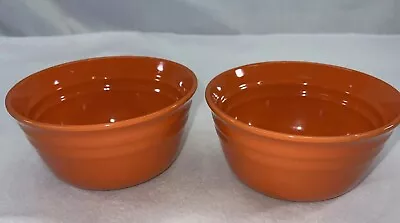 RACHAEL RAY DOUBLE RIDGE 6”CEREAL/DESSERT BOWLS ORANGE TANGERINE STONEWARE Set-2 • $29