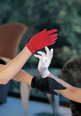 £10 • Buy Shirley Of Hollywood Short Satin Gloves Red White Women Designer Accessories