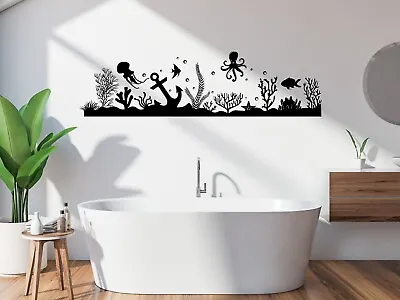 Sea Life Sticker Wall Underwater Scene Vinyl Transfer Decal Home Bathroom Decor • £14.69