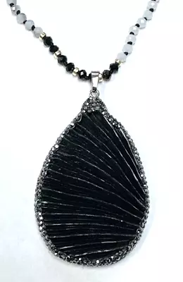 HSN JK NY 36  Shaved Black Coral Multi-Beaded Pendant Necklace • $12