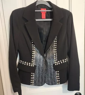 V Cristina Black Sequined Silver Studded Jacket - Woman's Size S • $30