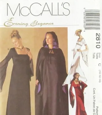£12.66 • Buy McCall's Sewing Pattern 2810 Medieval Gown Cape Size 10-14 Women Renaissance UC