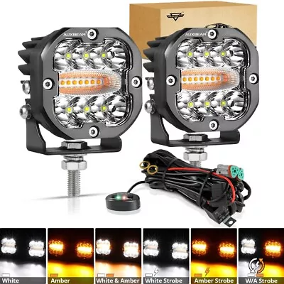 AUXBEAM 3 Inch Strobe Flash LED Light Bar Cube Pods Driving Fog Lamp Offroad ATV • $119.59