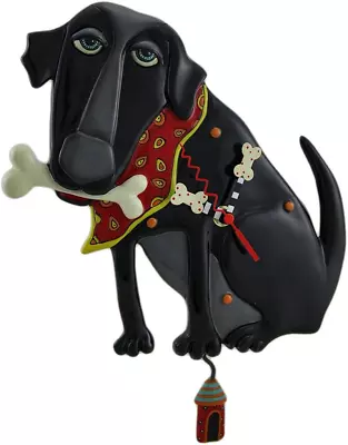 Allen Designs Parker The Dog Black Pendulum Wall Clock 13 In. • $116.99