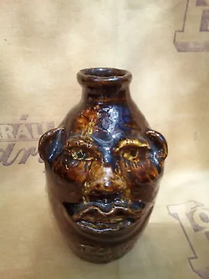  Beautiful Vintage Marie Rogers Face Jug -7 Inches Tall With A Brown Glaze. • $295
