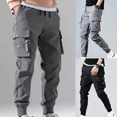 Mens Casual Joggers Cargo Pants Sweatpants Combat Sport Urban Streetwear Trouser • $9.18