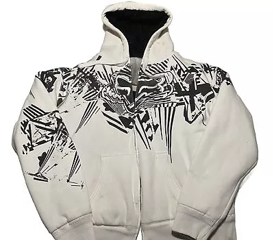 Fox Racing Sasquatch Hoodie Mens XL Zip Up White/Black Lined Grunge AC3 • $70