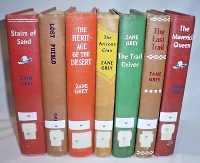 Lot Of 7 Zane Grey HC Books Ex-Library Vintage 1909-1958 Grosset & Dunlap • $34.49