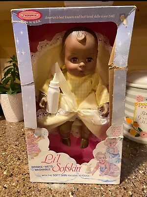 Vintage Horsman Li'l Sofskin African American Baby Doll Original Box • $22