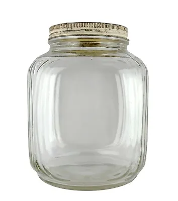Vintage Owens Corning Duraglas 2 Qt Soft Square Clear Glass Jar Metal Lid • $19.99