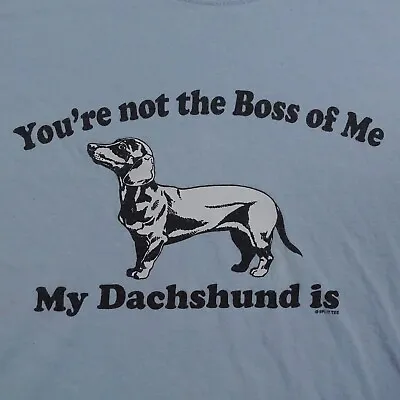 Dachshund Gildan Men T-Shirt L Blue Regular Crew Neck Solid Cotton • $11.52