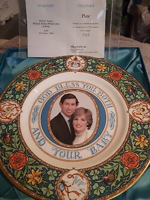 New Boxed King Charles & Diana Birth Prince Of Wales William Coalport Plate-CJD • £14.95