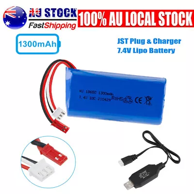 2S Lipo Battery 7.4V 1300mAh 15C JST Plug & Charger For RC Car Off Road Truck AU • $24.98