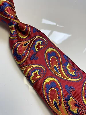 Nwt Imani Uomo Multi Color Paisley Style Print Silk Touch Neck Tie & Hanky • $24.99