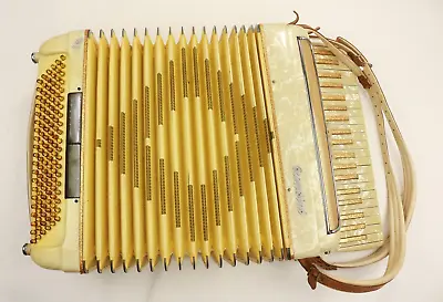 Vintage Rondini Accordion Piano With Hard Case Made In Italy White Gold As IS • $259.99