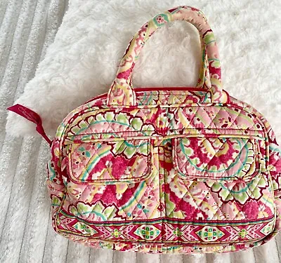 Vera Bradley Lola Bowler Bag /Purse Capri Melon Pink Multi. Monogrammed. 11  • $20