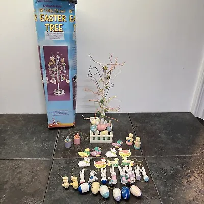 VTG Easter Unlimited Pastel Tree 18” W/ 40 Wooden Ornaments Spring Decor • $21.99