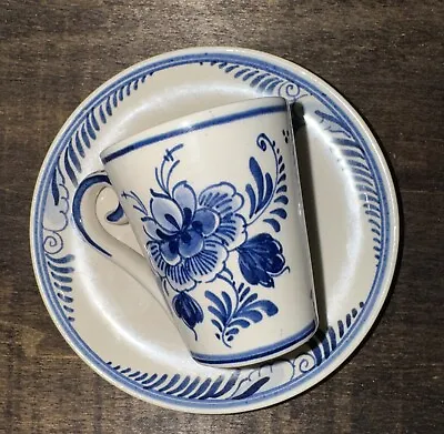 Hand Painted Delft Espresso Cup And Saucer Made In Holland The Netherlands Read • $28.99