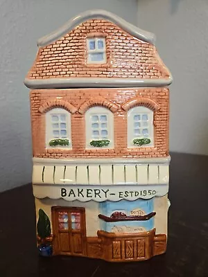 Bakery Building Shop Ceramic Cookie Jar Vintage Approx 10  Cardinal Inc. • $20.95