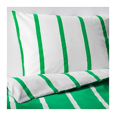 IKEA TUVBRÄCKA White & Green King Size Duvet Cover & 4x Pillowcases • £29.99