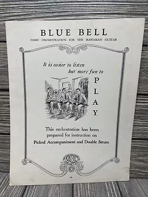 Vtg Blue Bell Oahu Orchestration Hawaiian Guitar 1904 Sheet Music • $17.99