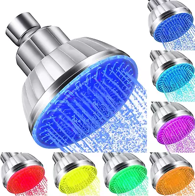 LED Shower Head With Light 7 Color Light Automatically Changing LED Fixed Rainf • $20.45