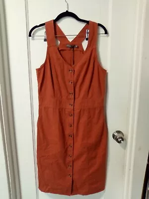 PrAna Womens Orange Hemp Grace Trail Sleeveless Button Front Dress M • $50