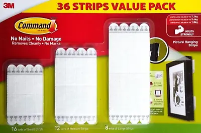 NEW 36 X 3M Command Picture Frame Hanging Strips Value Pack Renters Damage-Free! • $44.50