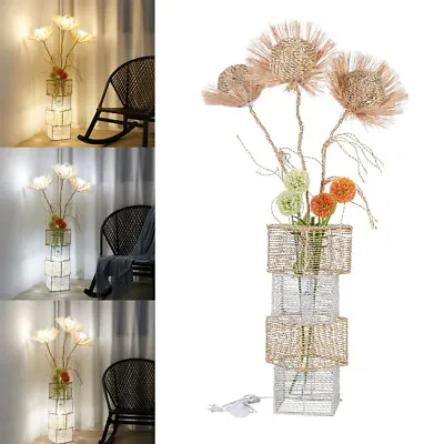 £75.92 • Buy LED Floor Lamp W/ Rattan Shade Tree Lantern Design Corner Lamp Home Decor 3Color